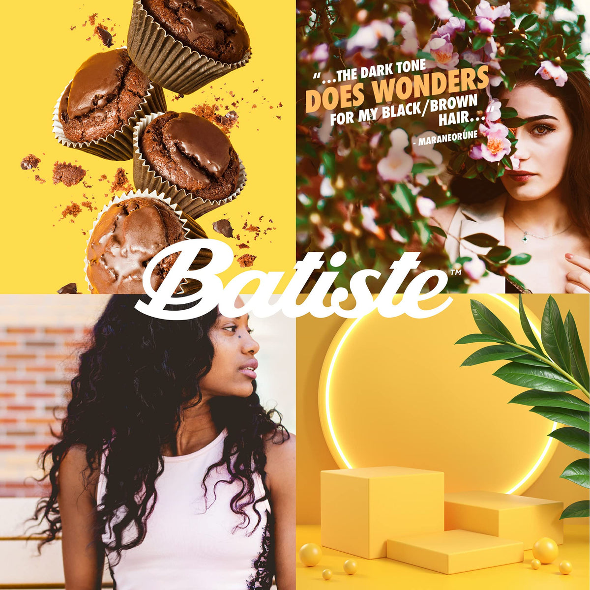 Batiste Dark Dry Shampoo bottle with bergamot and vanilla scent notes
