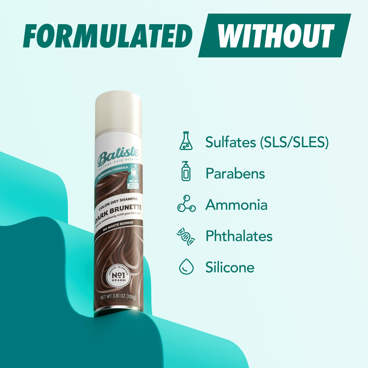 Batiste Dark Dry Shampoo with ingredients list