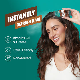 Batiste Dark Powder Dry Shampoo bottle with cap off