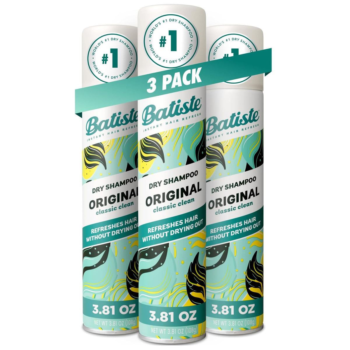 Batiste Dry Shampoo Original 3 pack of 3.81oz bottles front view