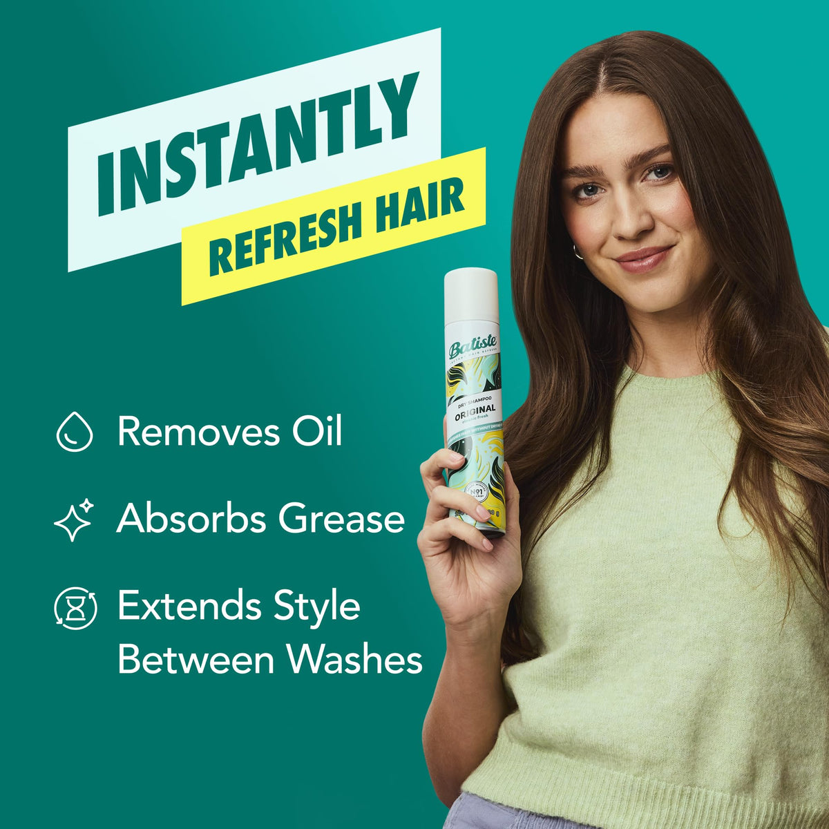 Batiste Dry Shampoo Original bottle with citrus fragrance details