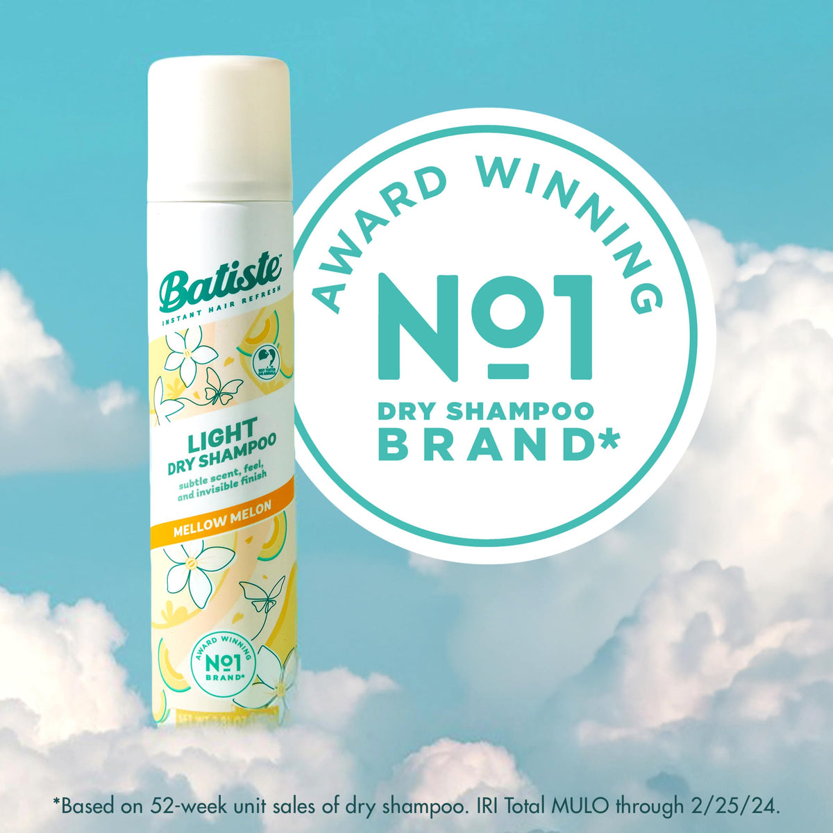 Batiste Light Dry Shampoo Mellow Melon 3.81 oz can top view