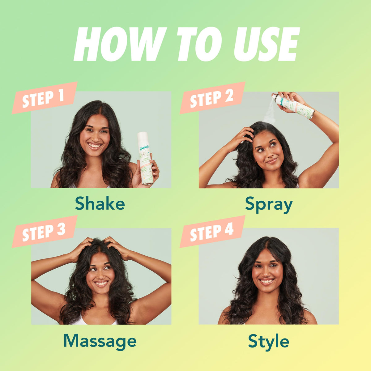 Batiste Light Dry Shampoo Zen Matcha application on hair