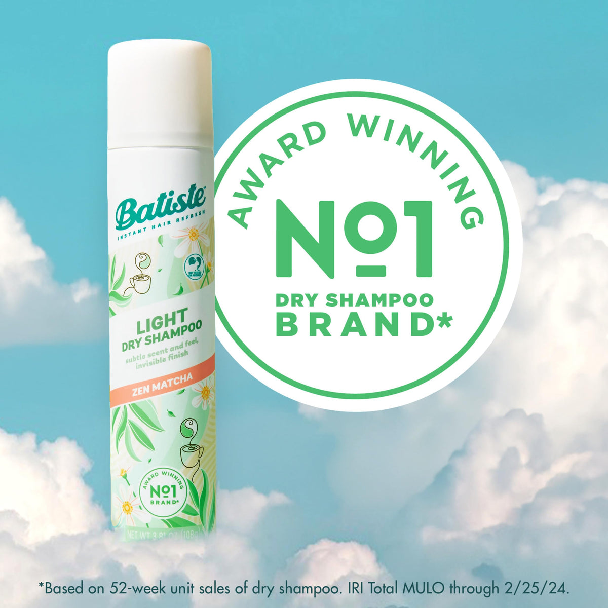 Batiste Light Dry Shampoo Zen Matcha can back view
