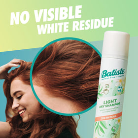 Batiste Light Dry Shampoo Zen Matcha can with green tea leaves