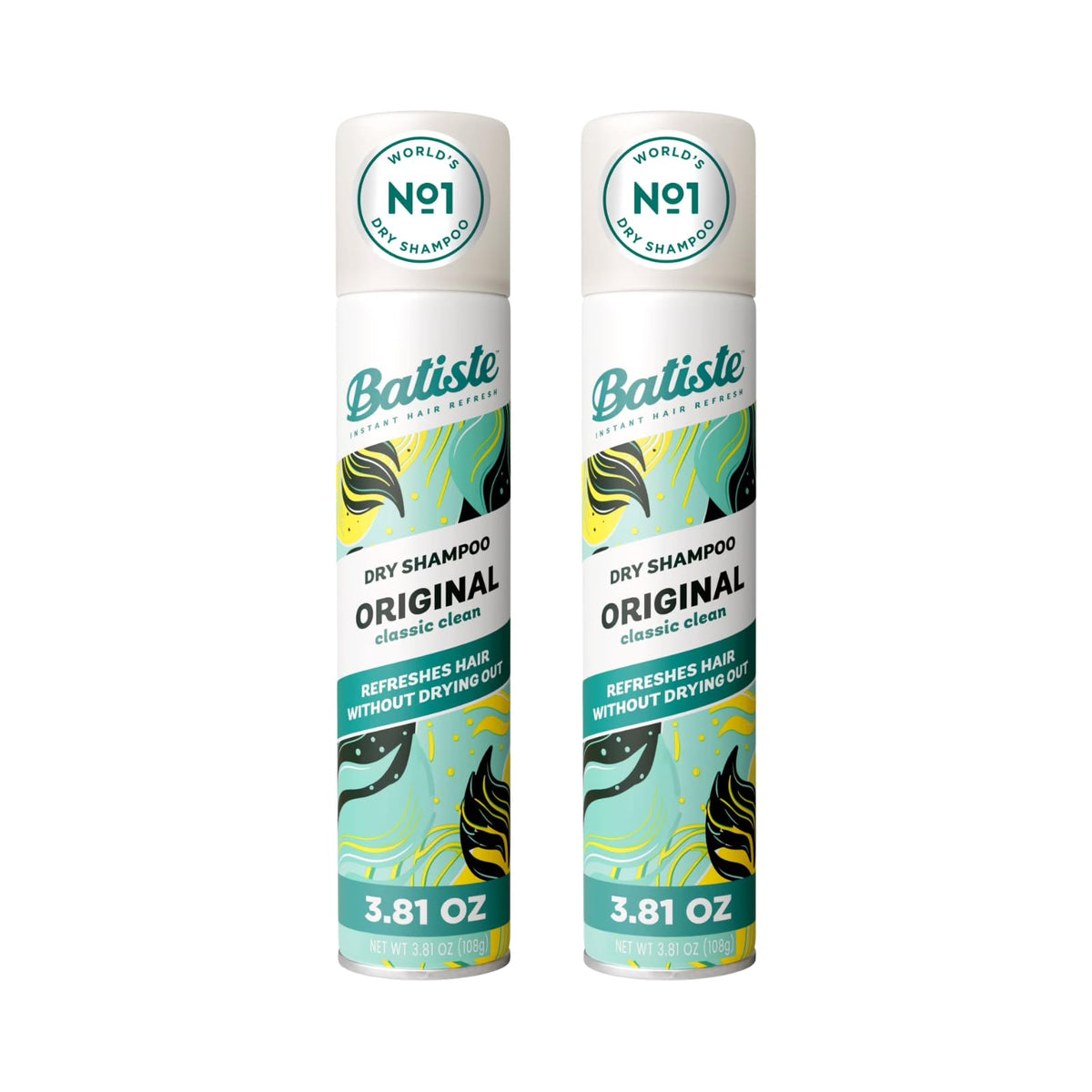 Batiste Original Dry Shampoo front view, 3.81 oz, with classic clean scent
