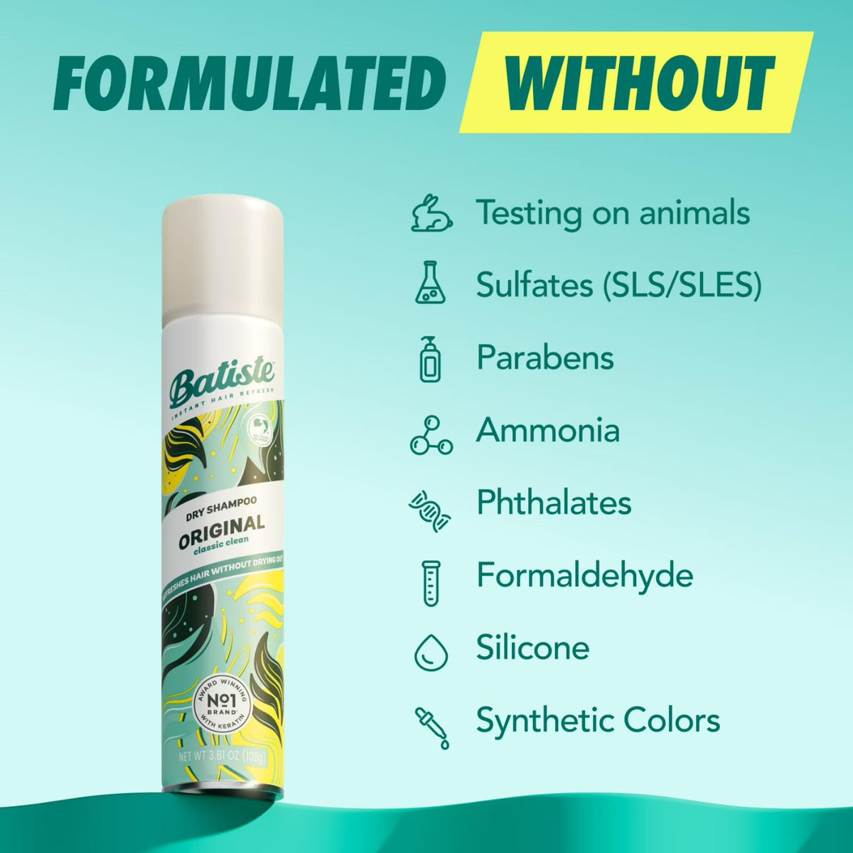 Batiste Original Dry Shampoo with a brush and hair accessories