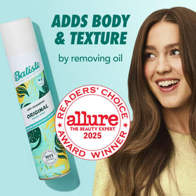 Batiste Original Dry Shampoo with fresh flowers, emphasizing scent