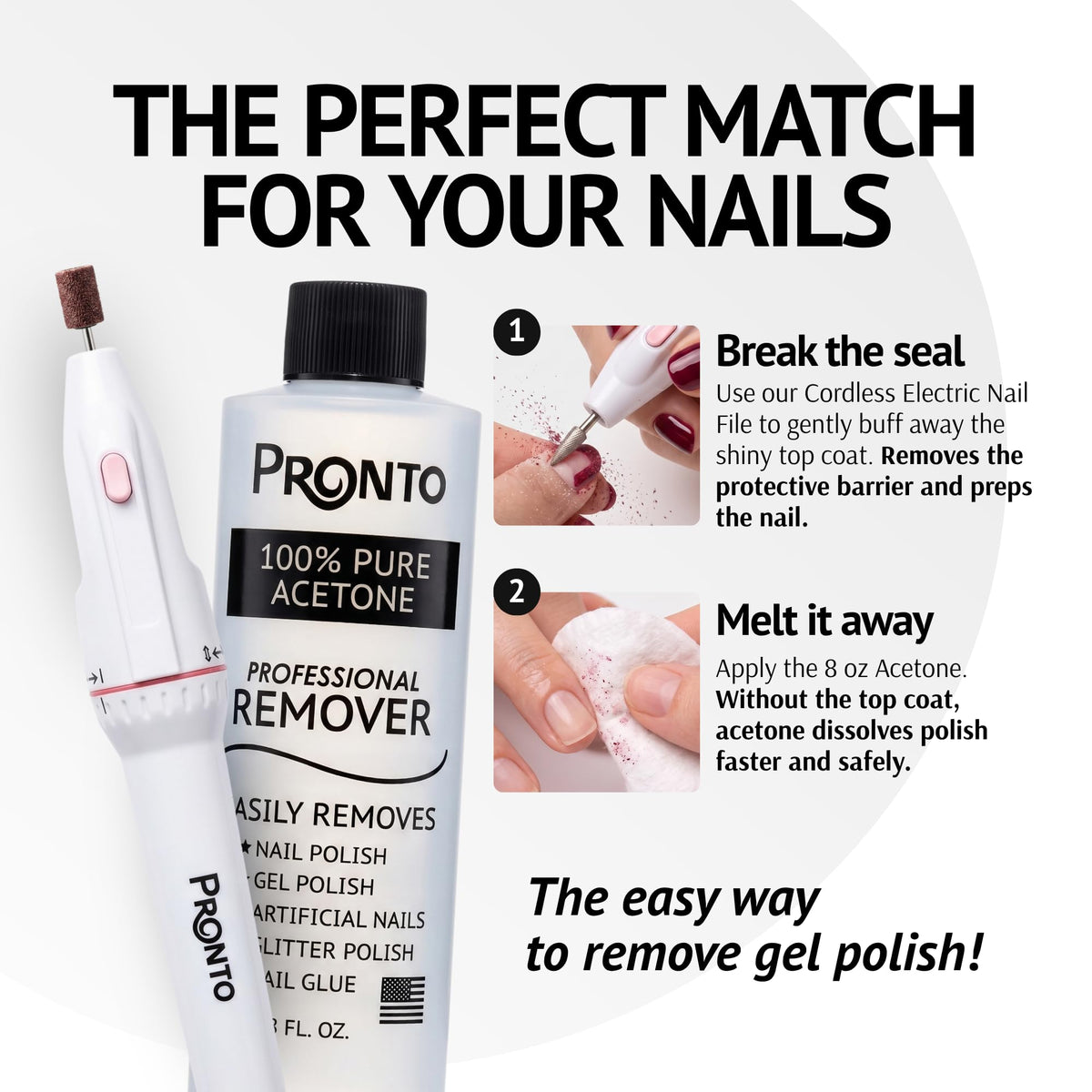 Battery-operated electric nail file with acetone bottle