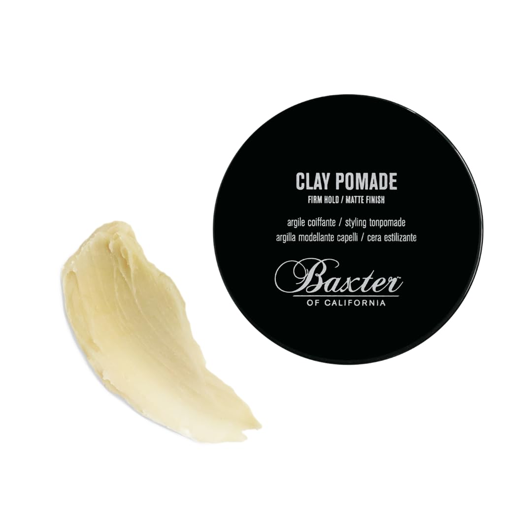 Baxter of California Clay Pomade applied to styled hair