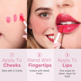 bayfree Lip Tint Stain Set showing application on lips