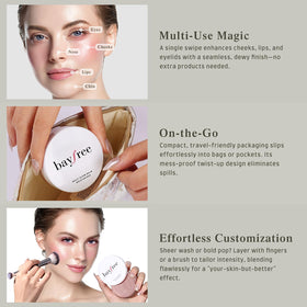 bayfree Multi Glow Balm applied on cheeks