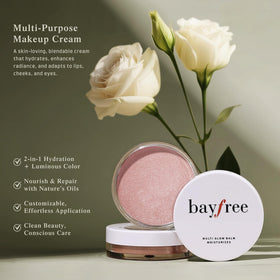 bayfree Multi Glow Balm applied on cheeks for a natural look