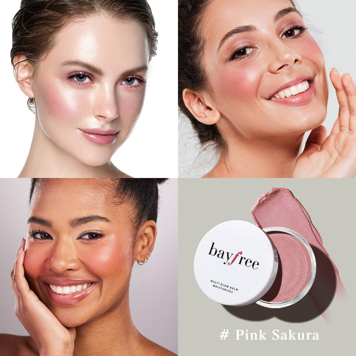 bayfree Multi Glow Balm applied on cheeks for a radiant finish