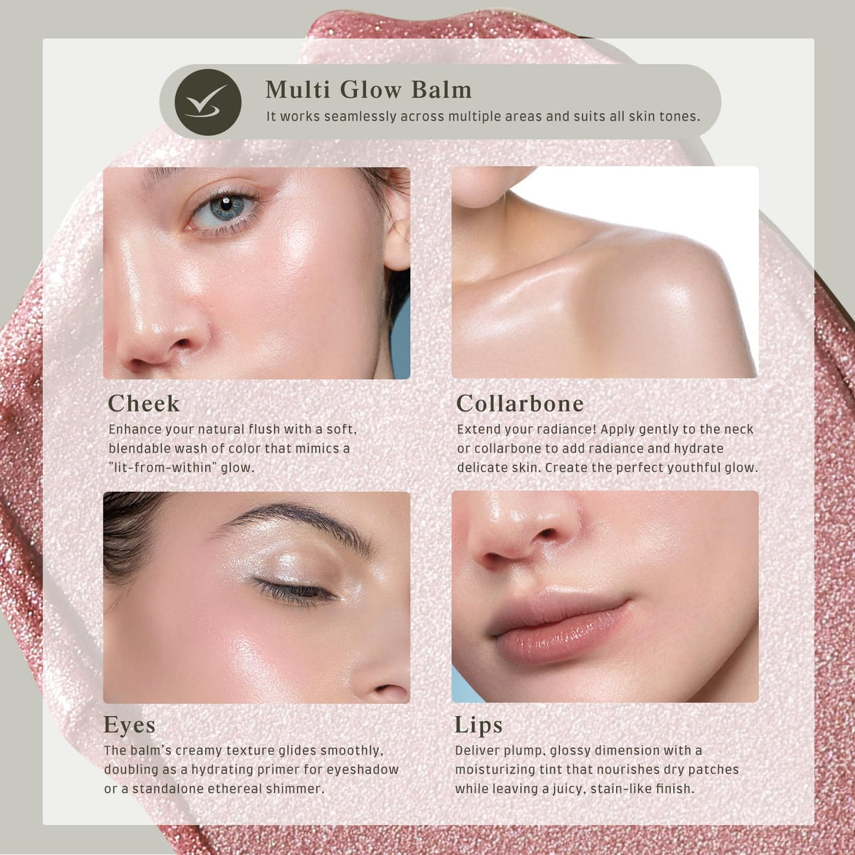 bayfree Multi Glow Balm applied on eyelids
