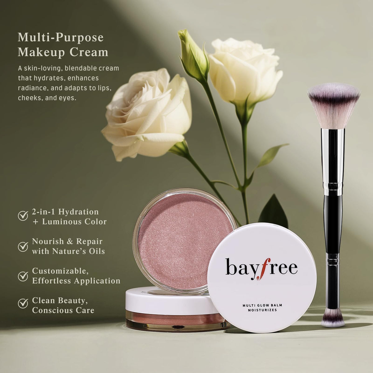 bayfree Multi Glow Balm double-ended brush