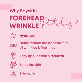 Bayside Forehead Wrinkle Patches displayed with skincare products