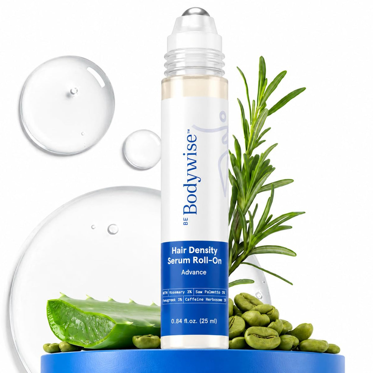 Be Bodywise Hair Growth Serum Roll On front view with packaging