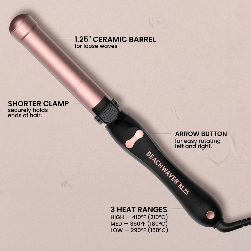 Beachwaver B1.25 curling iron controls close-up