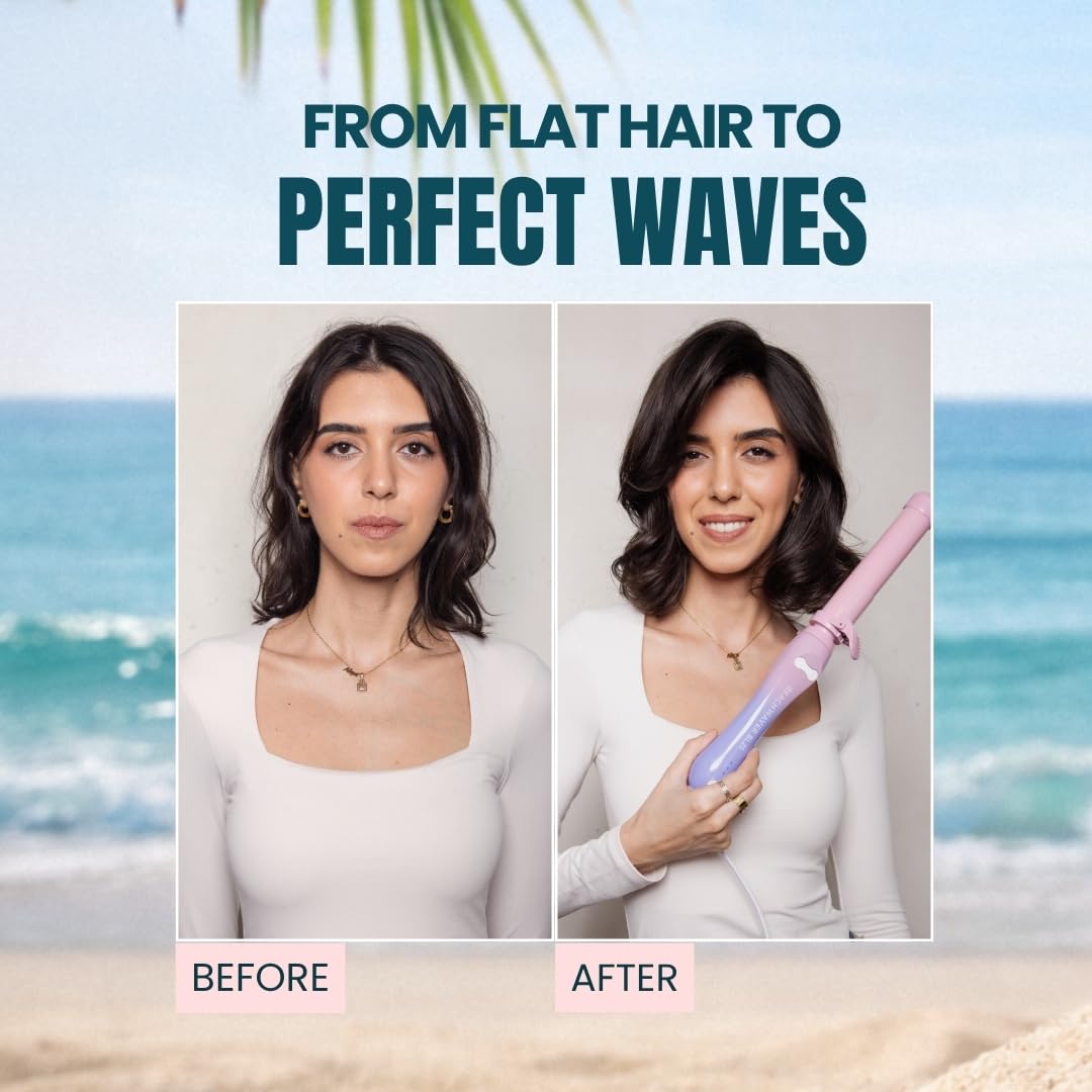 Beachwaver B1.25 curling iron with ceramic barrel close-up