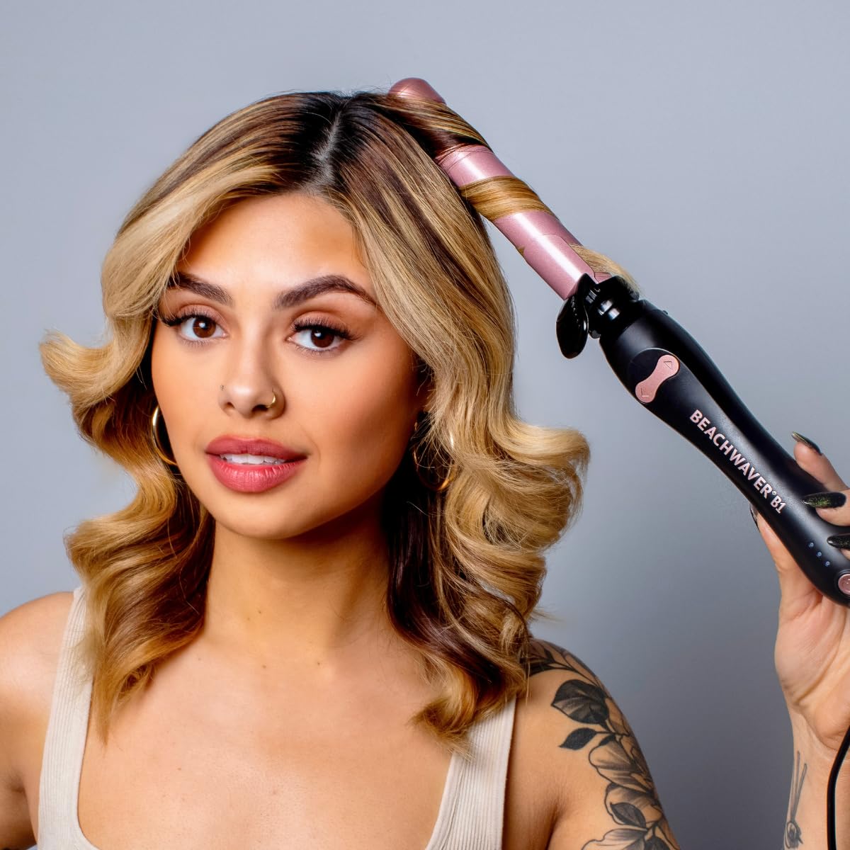 Beachwaver B1 Rotating Curling Iron Midnight Rose ceramic barrel
