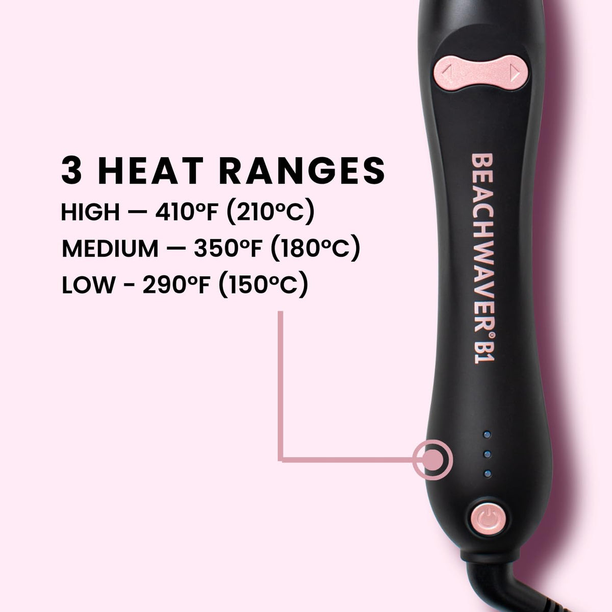 Beachwaver B1 Rotating Curling Iron Midnight Rose with swivel cord