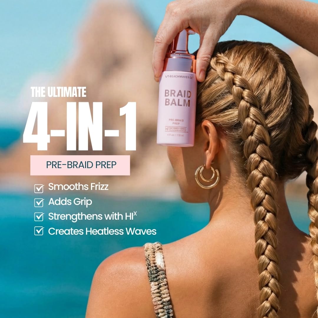 Beachwaver Braid Balm bottle with tropical design