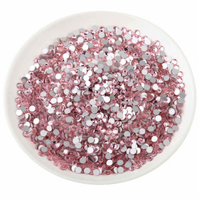 BEADSLAND Flat Back Crystal Rhinestones SS30 light pink in use on nails