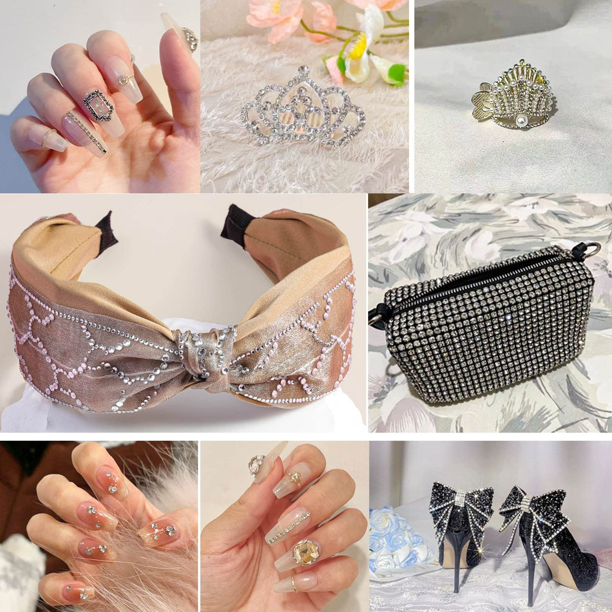 BEADSLAND Flatback Rhinestones displayed in separate grid packaging