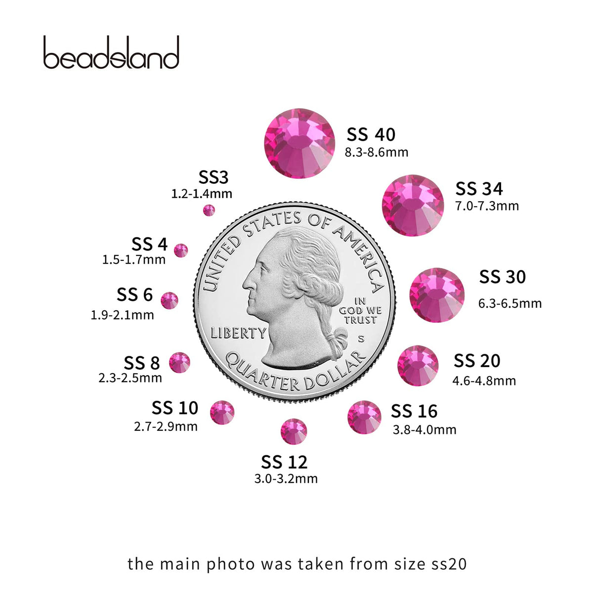BEADSLAND Fuchsia Flat Back Rhinestones in use on a craft project