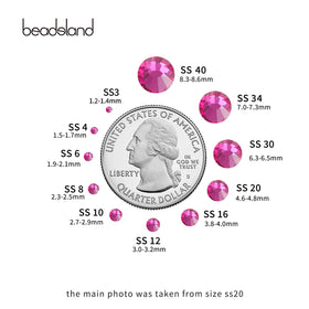 BEADSLAND Fuchsia Flat Back Rhinestones in use on a craft project