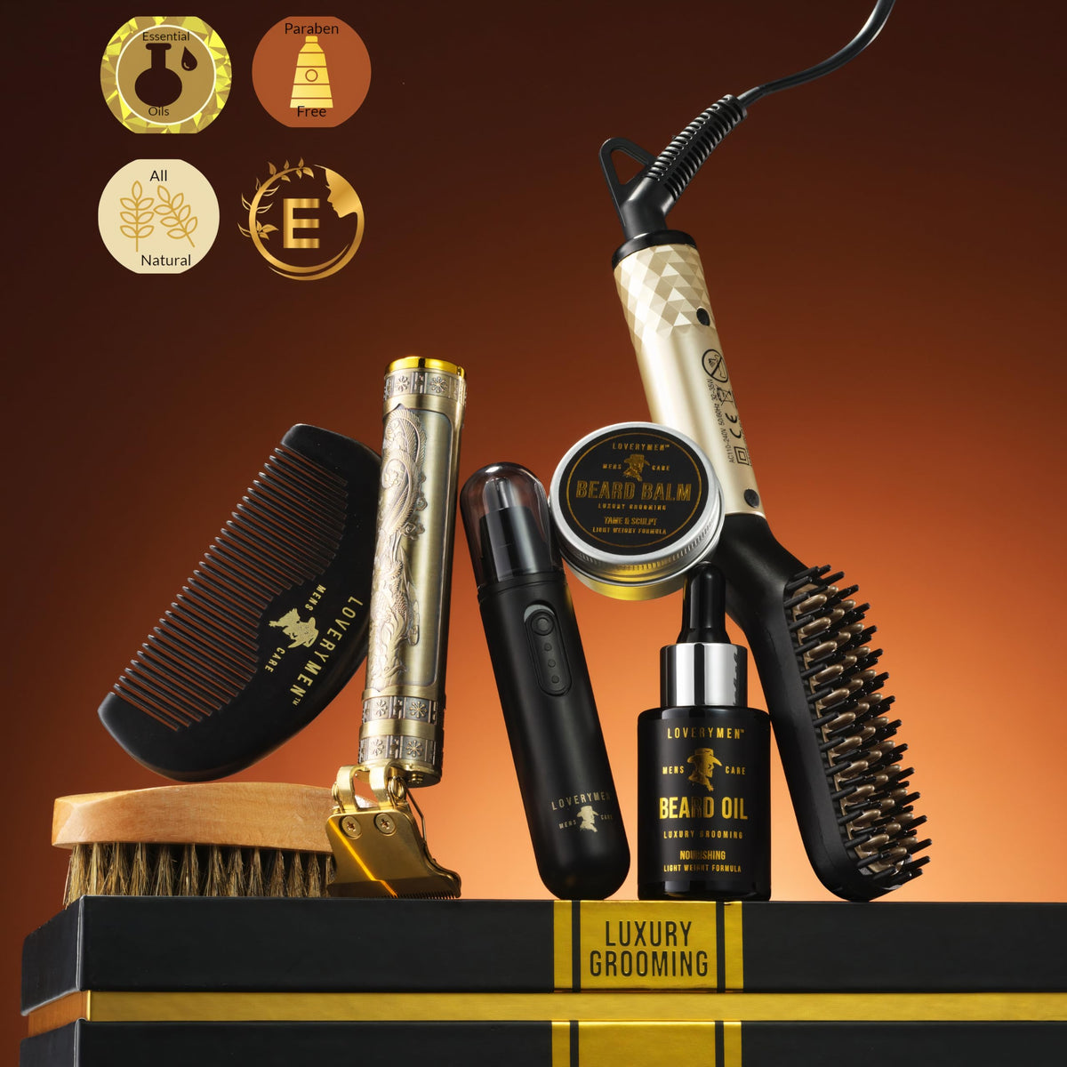 Beard oil and balm included in LOVERY grooming kit