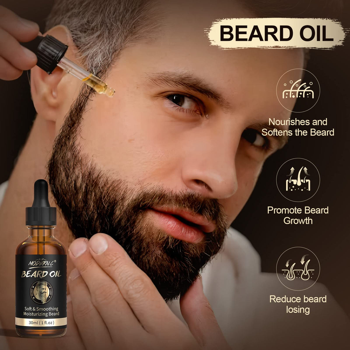 Beard oil bottle with dropper from POP MODERN.C