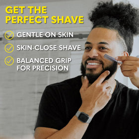 Beard Shampoo bottle on a wooden surface