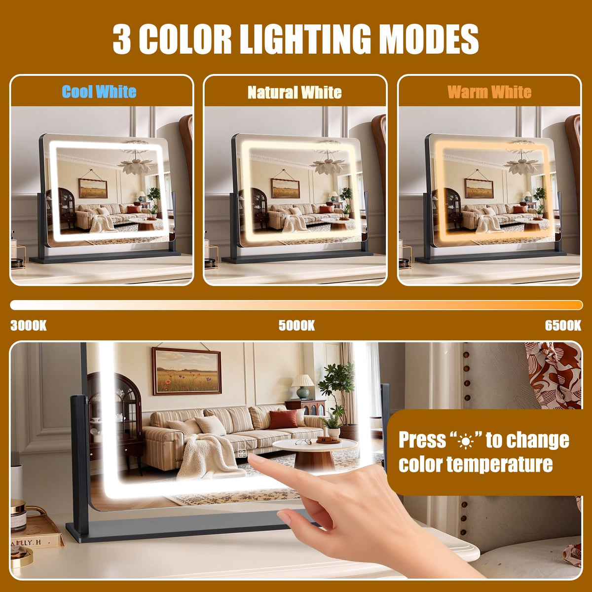Bearolve 22-inch vanity mirror in a stylish bathroom setting