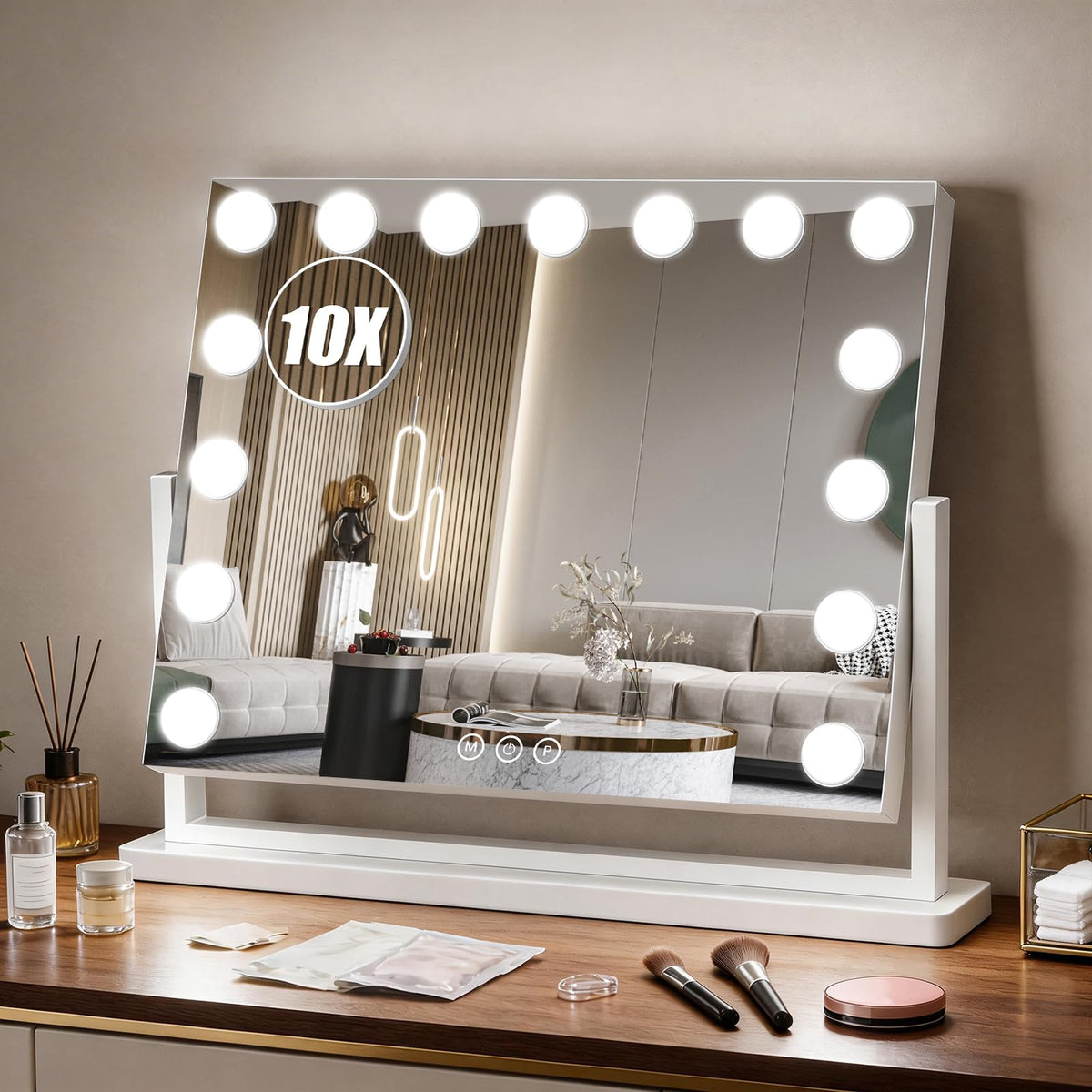 Bearolve Vanity Mirror 23"×17" front view with dimmable bulbs