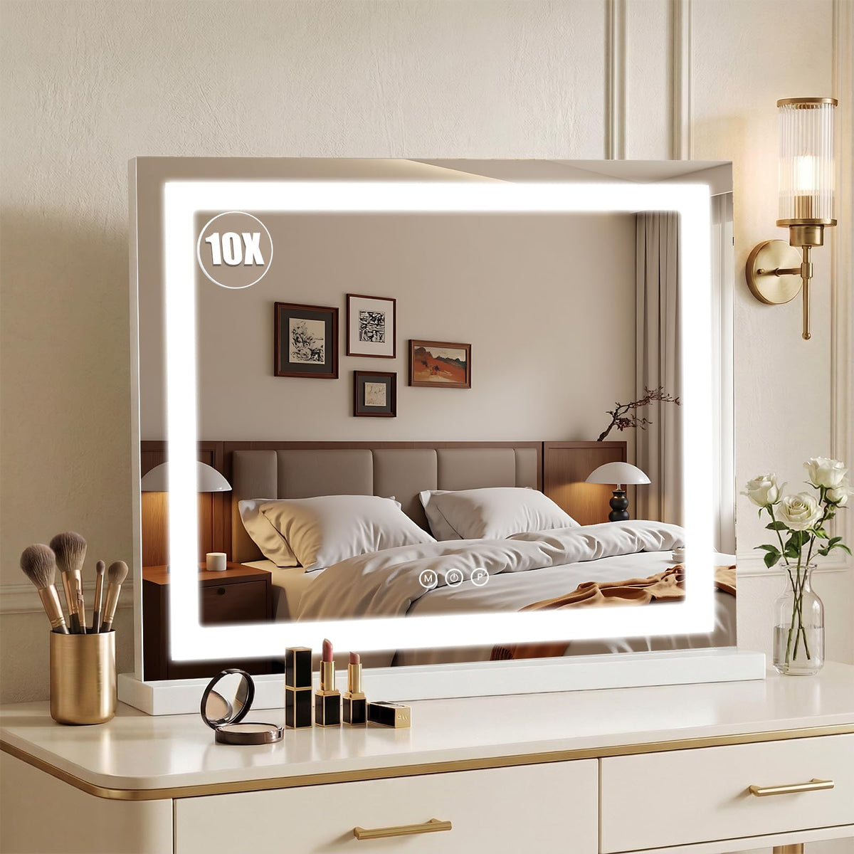 Bearolve Vanity Mirror 23x19 front view with LED lights