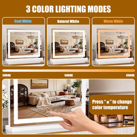 Bearolve Vanity Mirror 23x19 showing adjustable brightness controls