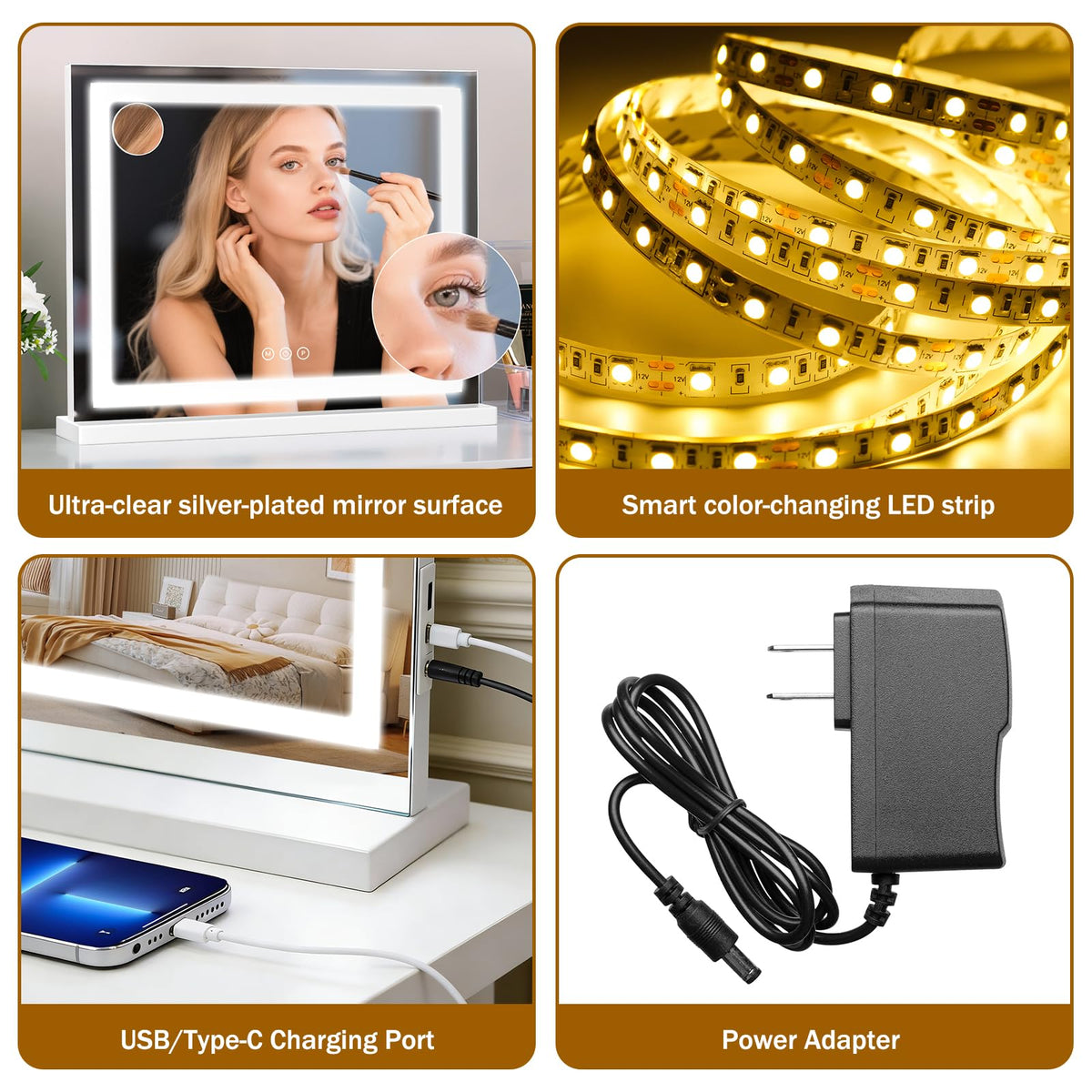 Bearolve Vanity Mirror 23x19 with 10X magnification feature