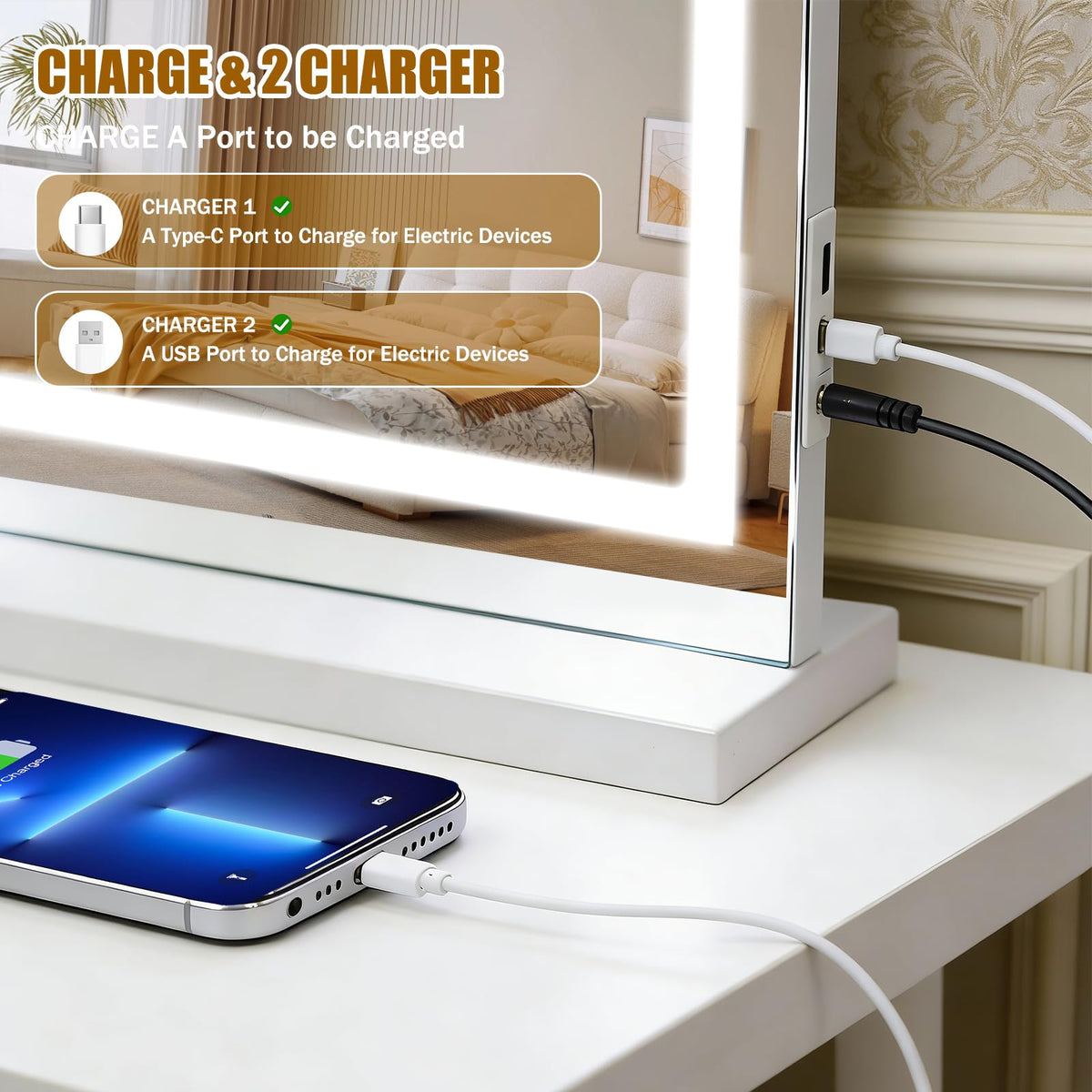Bearolve Vanity Mirror 23x19 with three color lighting modes