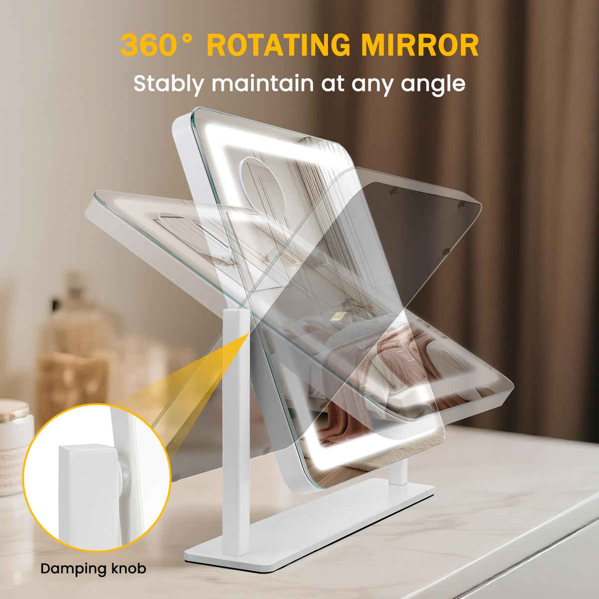 Bearolve Vanity Mirror 360° rotation feature