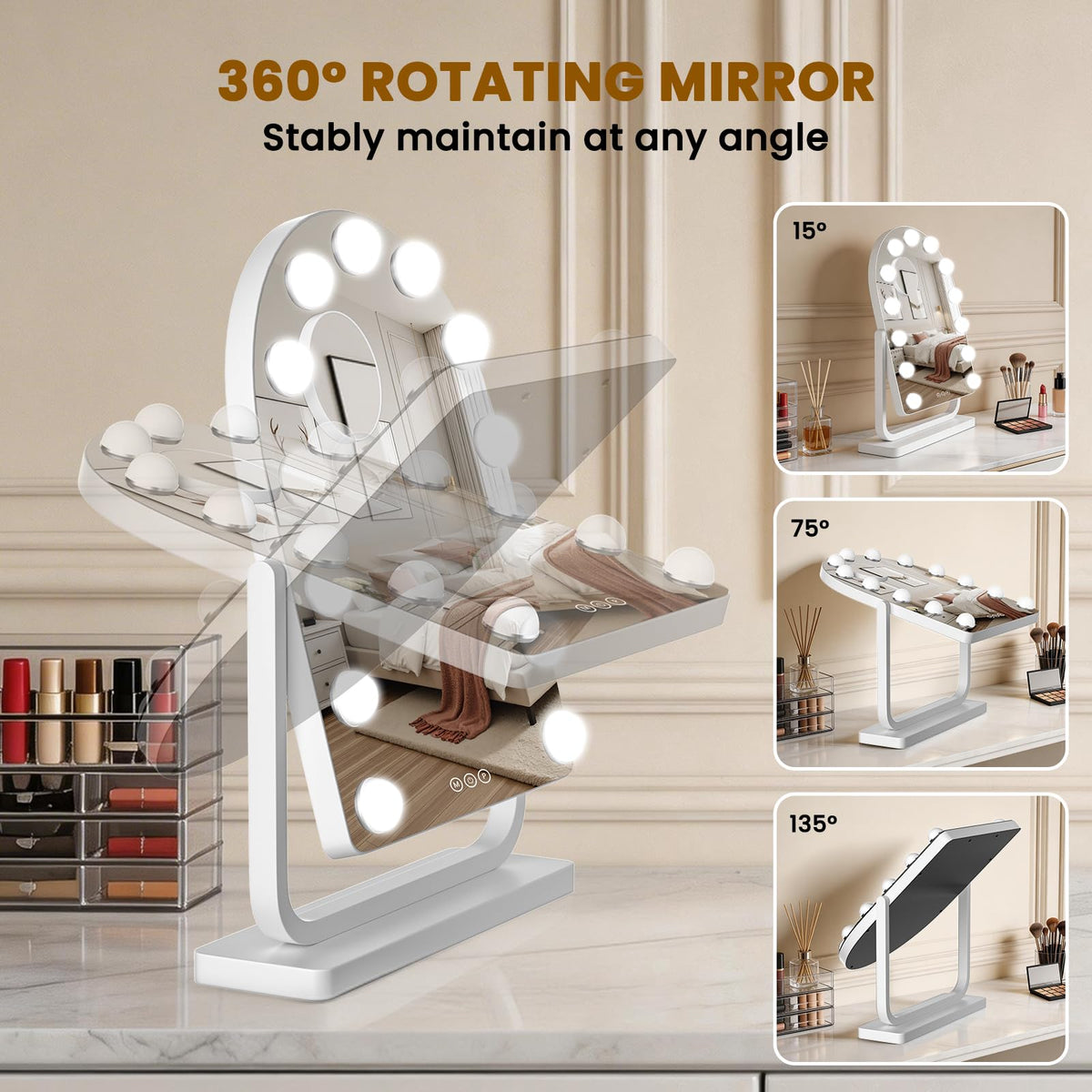 Bearolve Vanity Mirror displaying cool light setting
