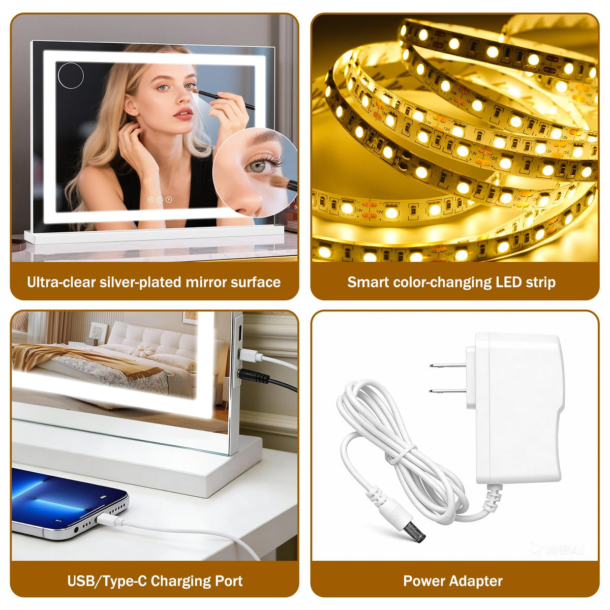 Bearolve vanity mirror in a well-lit makeup setup