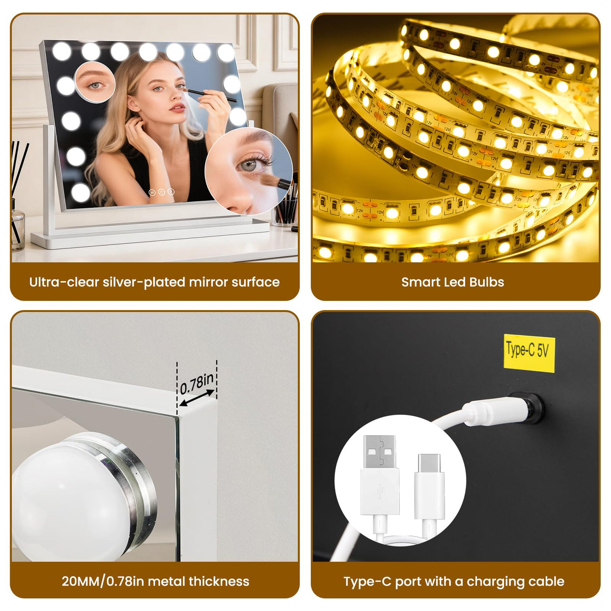 Bearolve Vanity Mirror with adjustable brightness in use