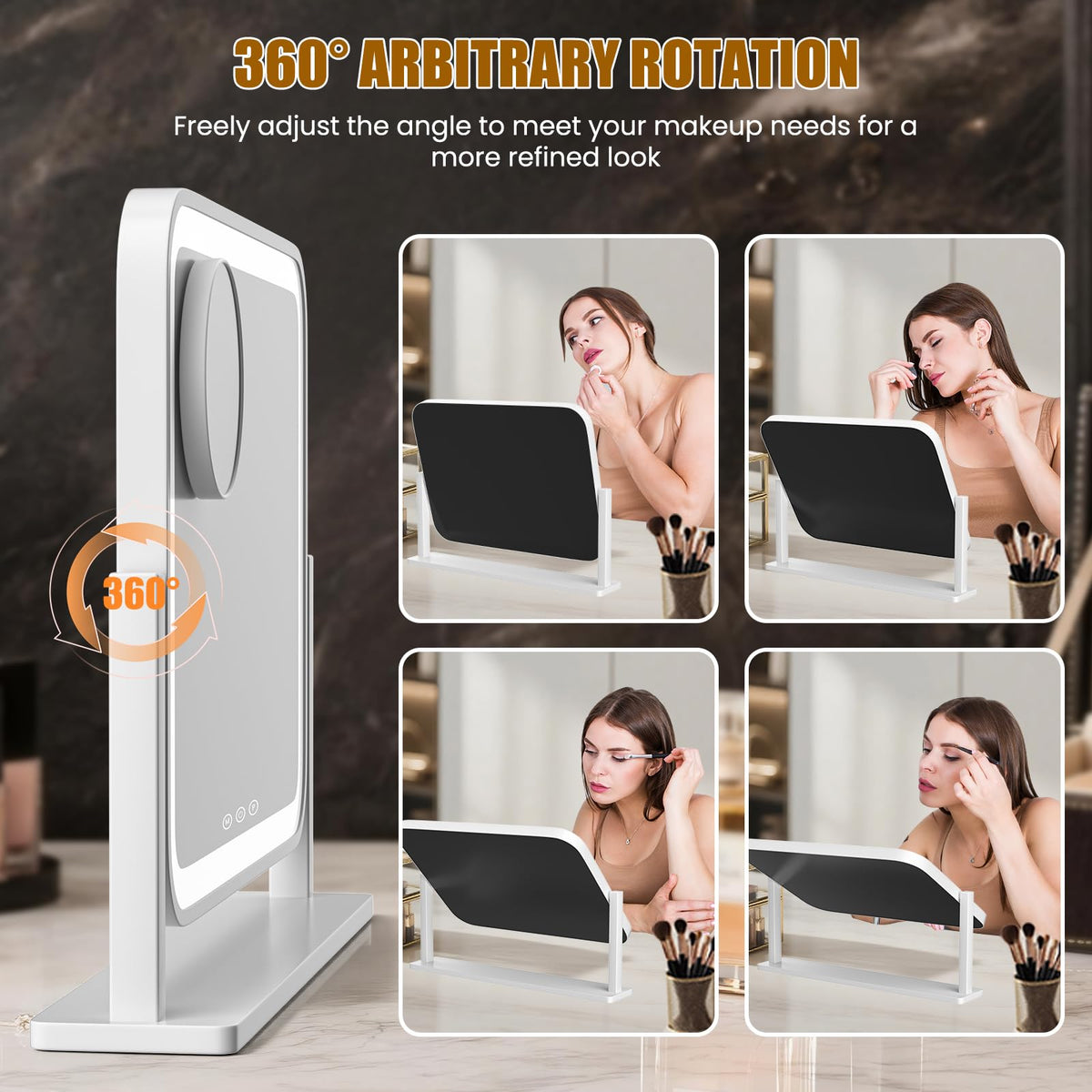 Bearolve vanity mirror with adjustable brightness settings