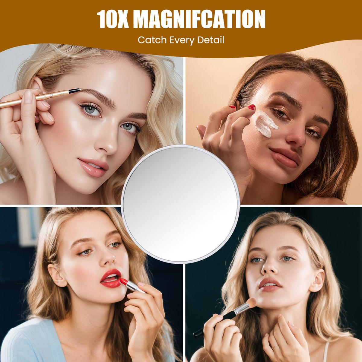 Bearolve Vanity Mirror with detachable 10X magnifying mirror