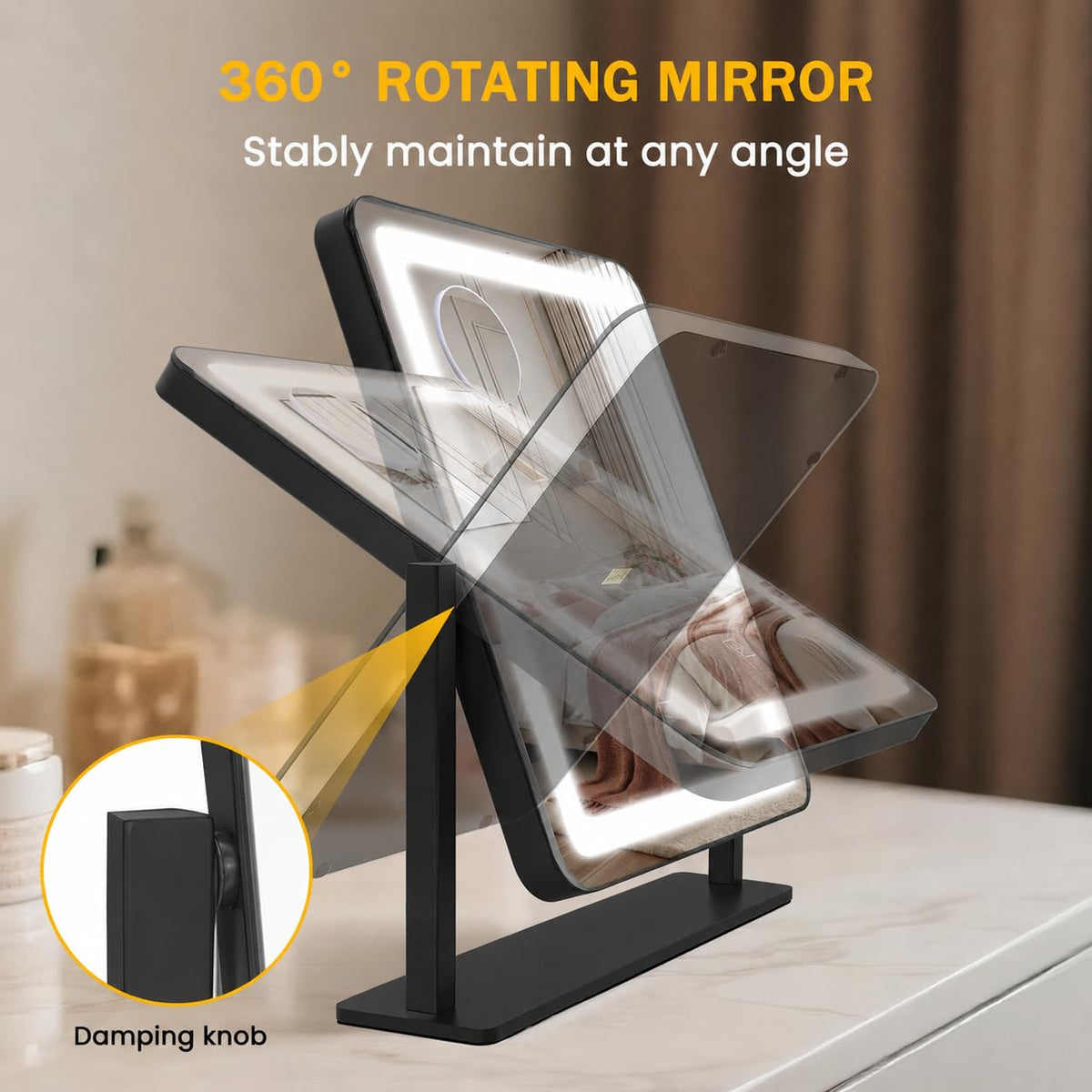 Bearolve Vanity Mirror with lights in a stylish bedroom setup