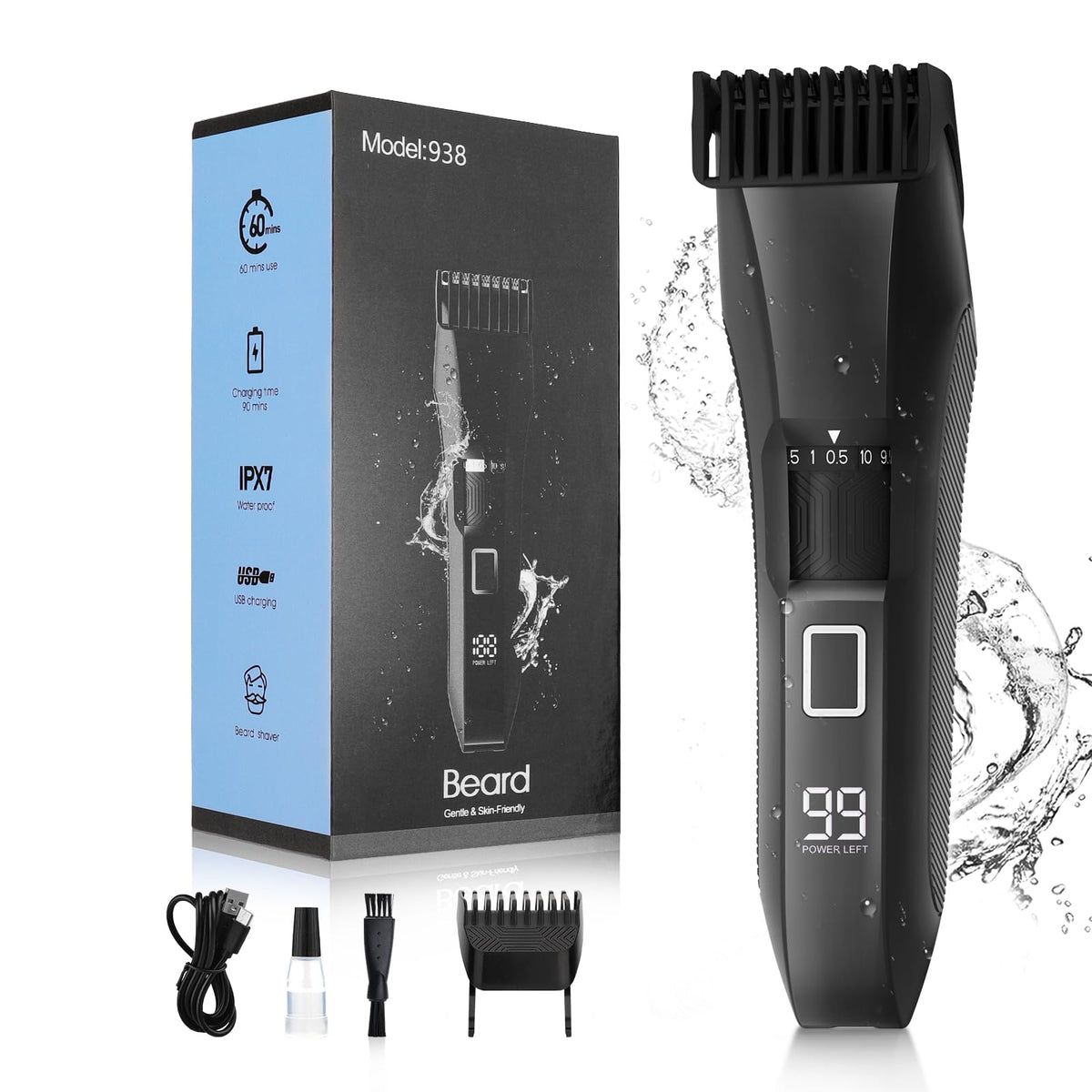 Beatslm Beard Trimmer front view with adjustable length settings