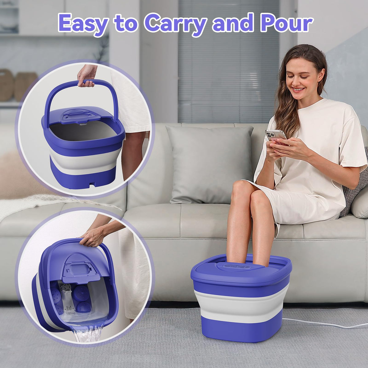 BEAUMOI Foot Spa showing timer settings for custom sessions