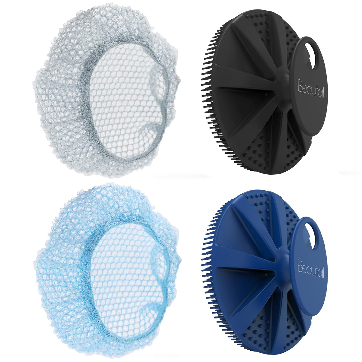 BEAUTAIL silicone body scrubber black model front view